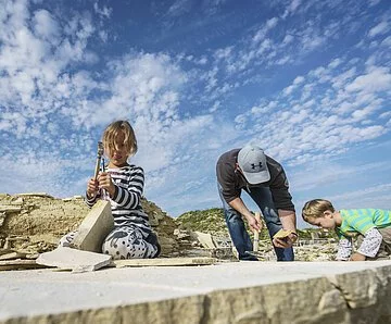 Fossiliensammeln im Steinbruch in Mühlheim